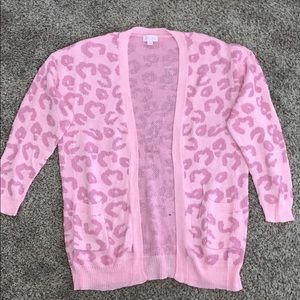 Pink Leopard Print Cardigan. Size S/M.